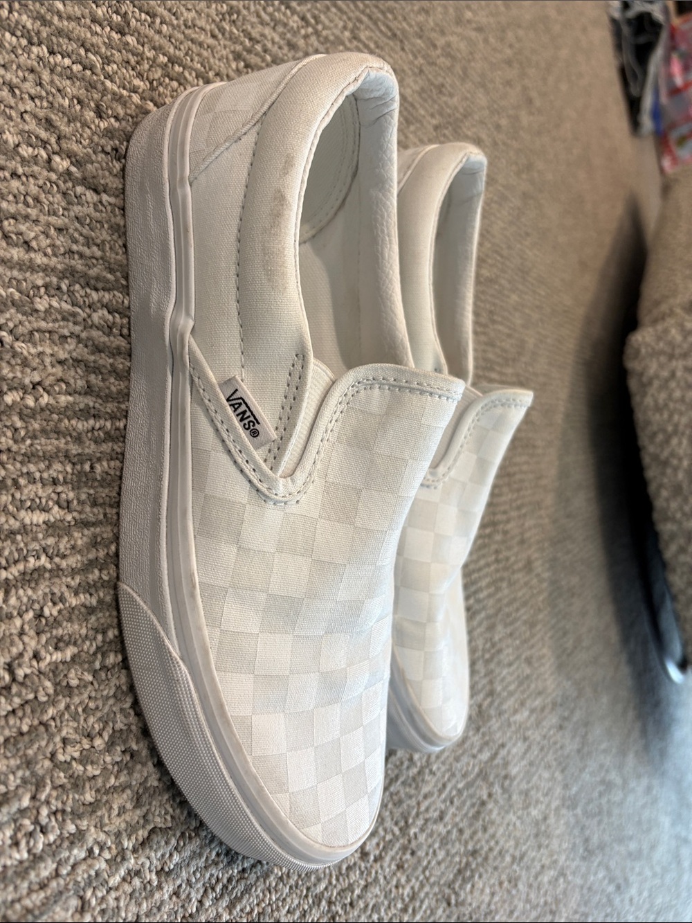Vans White Checkerboard Slip-On Sneakers - Picture 2 of 4